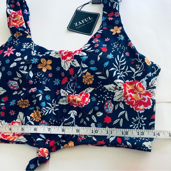 Zaful Vibrant Floral Top Scoop Neck Knotted High Cut Leg Bikini Swim Set Size M - Picture 9 of 15